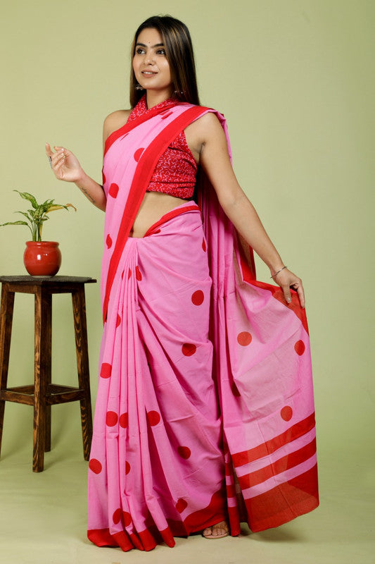 BEAUTIFUL HAND PRINTED MUL COTTON SAREE!!