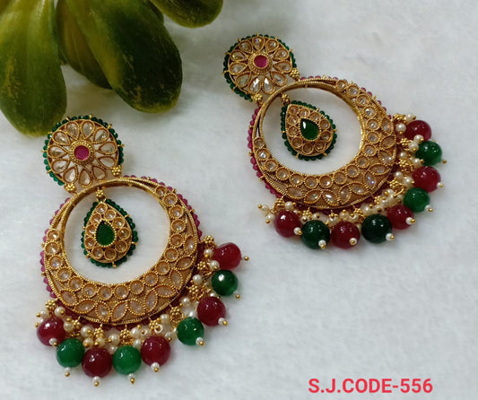 Premium Quality  Gold Plated  Earrings with Real Kempo Stones