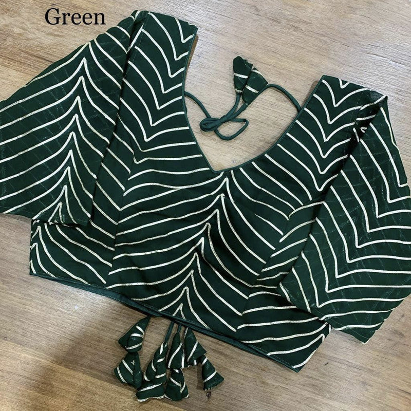 Green Coloured Designer Georgette Gota patti Ready Made Blouse!!