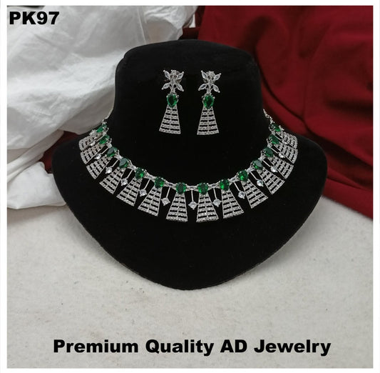 Premium Quality American Diamonds Jewellery Necklace set with Ear Rings