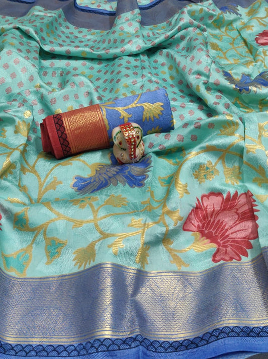 Exclusive and heavy bhagalpuri  jecod silk with foil & contrast border