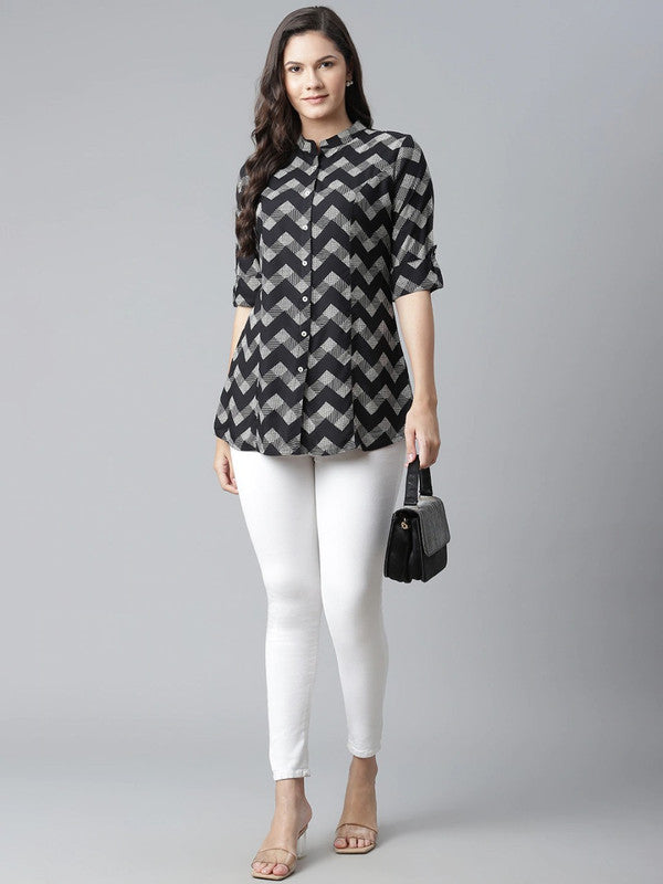 Black and white geometric printed opaque Casual shirt