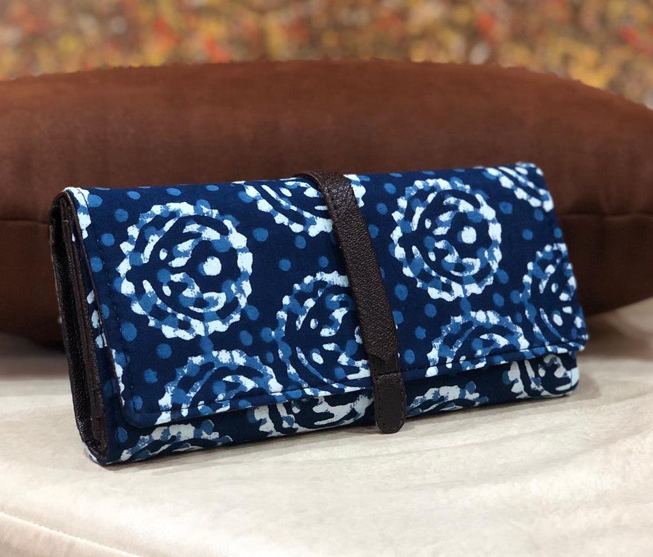 Blue Coloured Exclusive Hand Block Printed Book Wallet!!