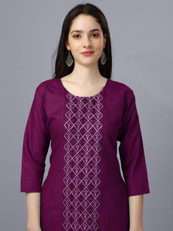 Wine Coloured Pure Cotton with Embroidery work Women Designer Daily wear Kurti!!