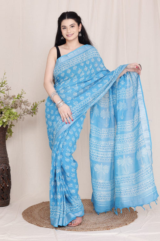 Beautiful Designer Linen  Saree