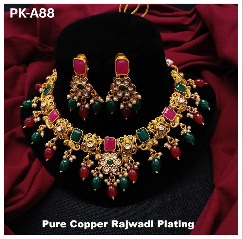 Premium Quality  Pure Copper Jewellery Necklace set with Ear Rings