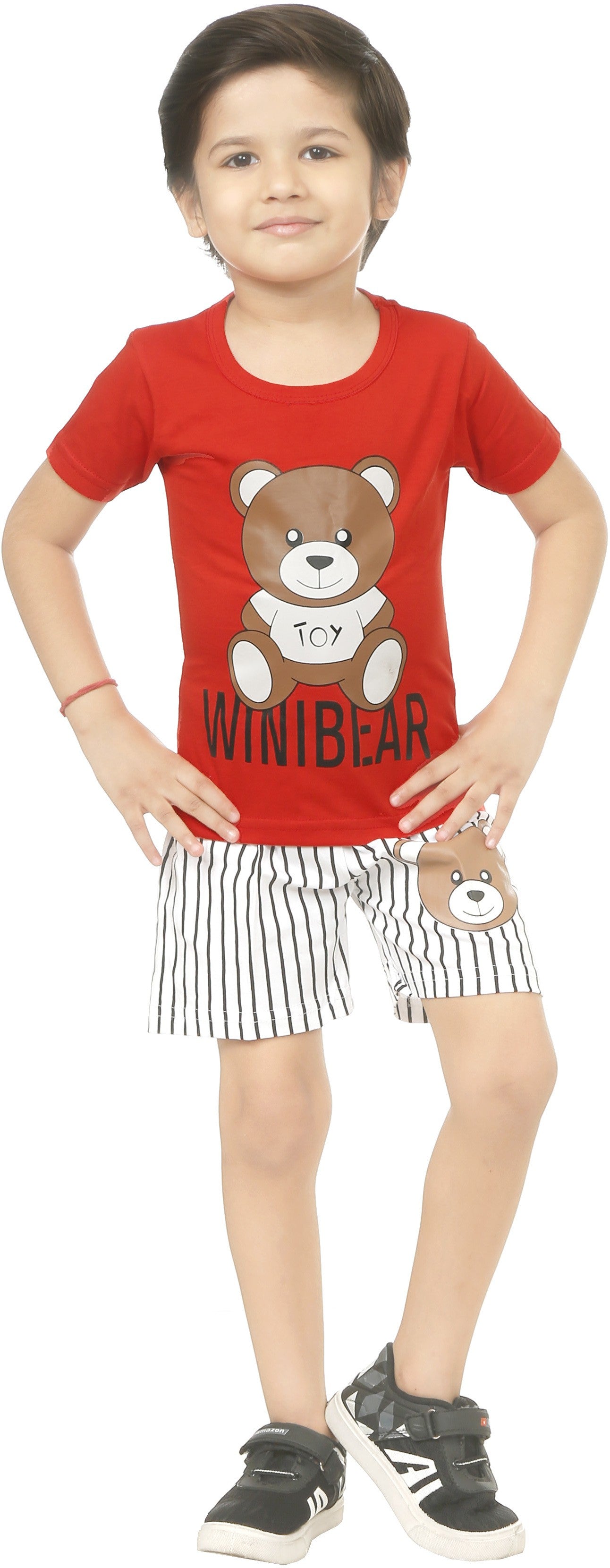 Red & White Coloured Cotton Boys & Girls ( Unisex) Daily wear T Shirt & Short!!