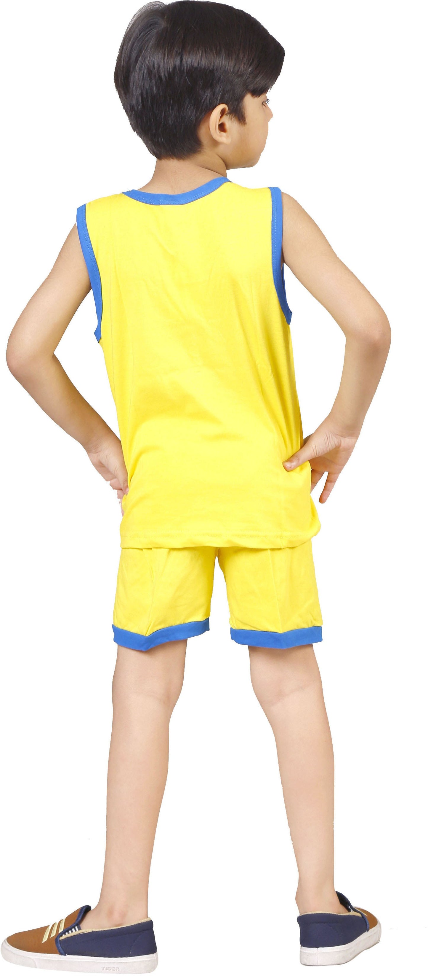 Yellow Coloured Cotton Boys & Girls ( Unisex) Daily wear Sleeveless T Shirt & Short!!