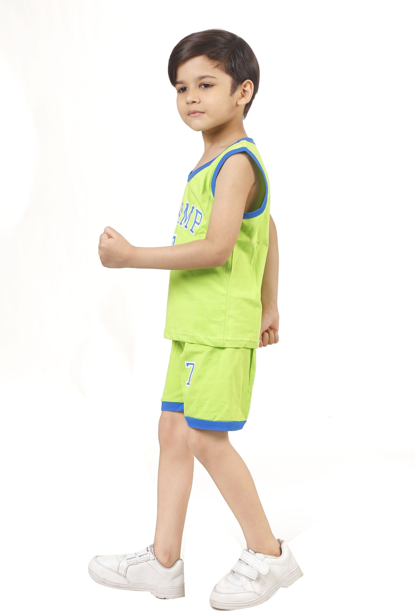 Green Coloured Cotton Boys & Girls ( Unisex) Daily wear Sleeveless T Shirt & Short!!