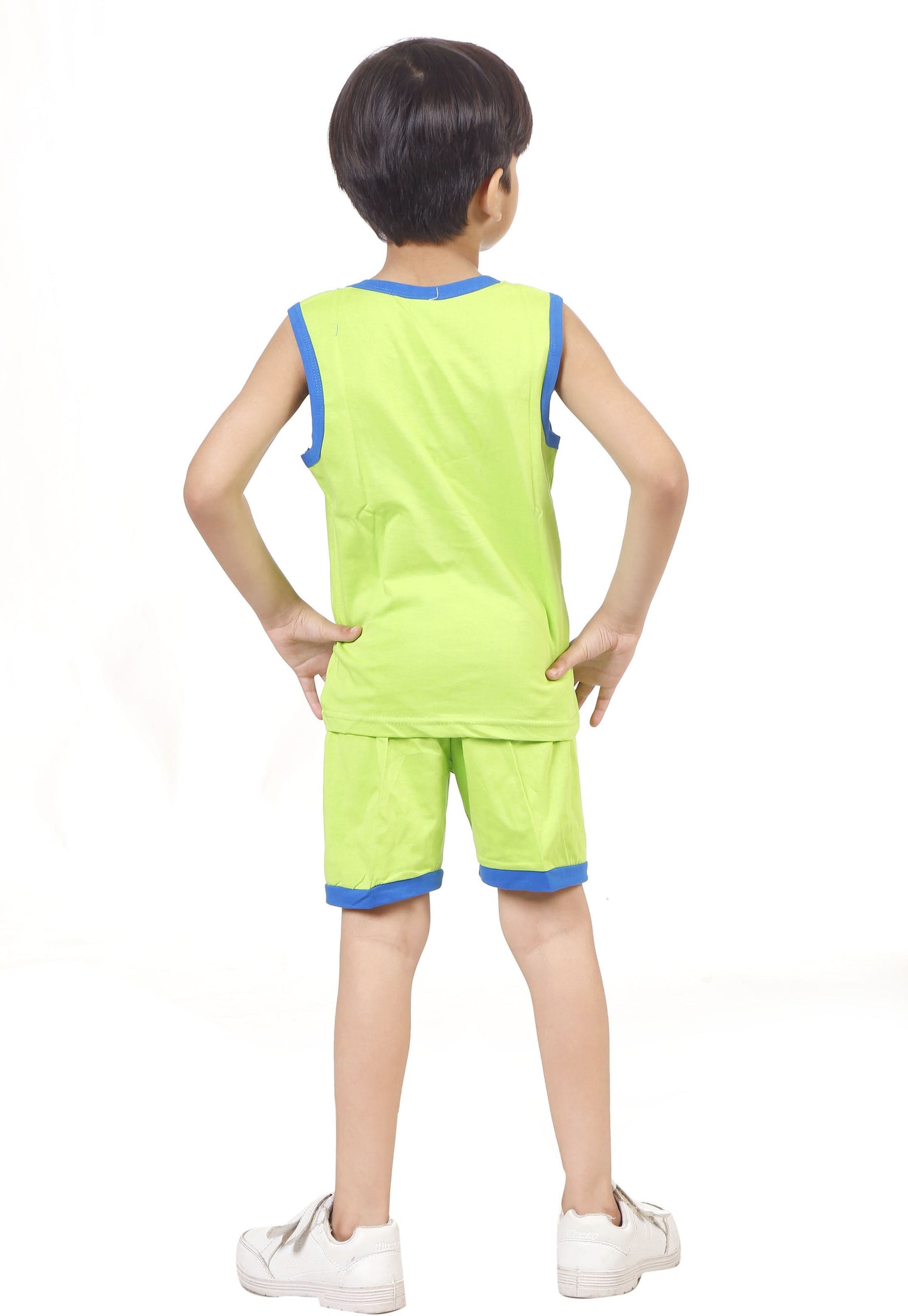 Green Coloured Cotton Boys & Girls ( Unisex) Daily wear Sleeveless T Shirt & Short!!