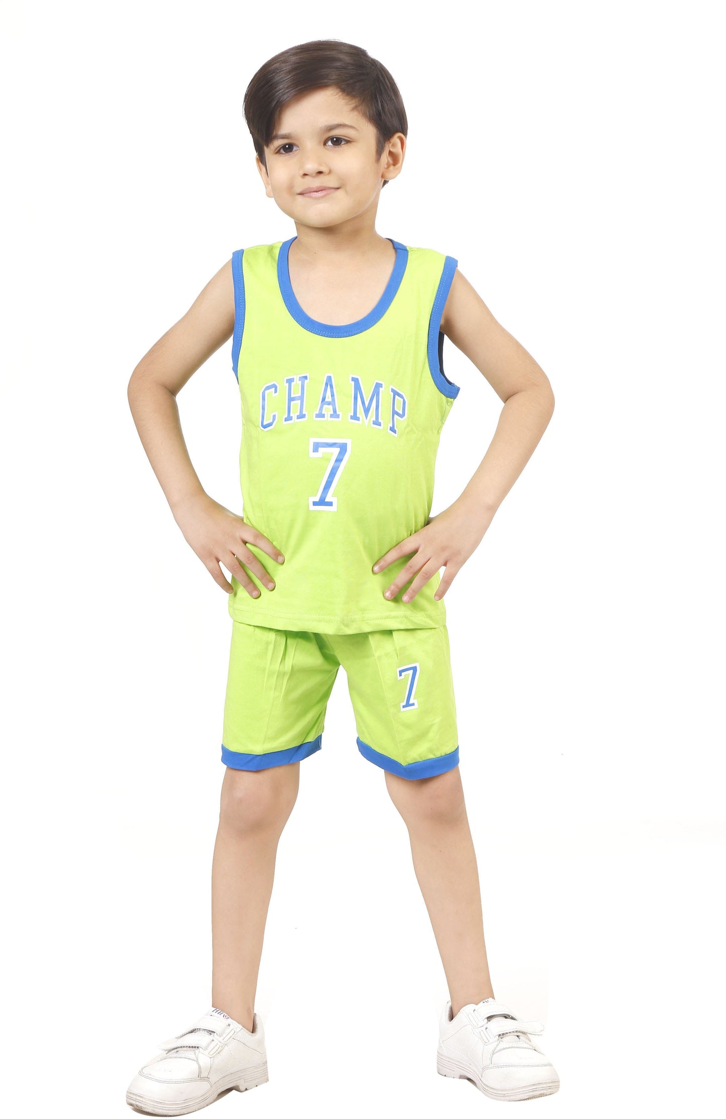 Green Coloured Cotton Boys & Girls ( Unisex) Daily wear Sleeveless T Shirt & Short!!