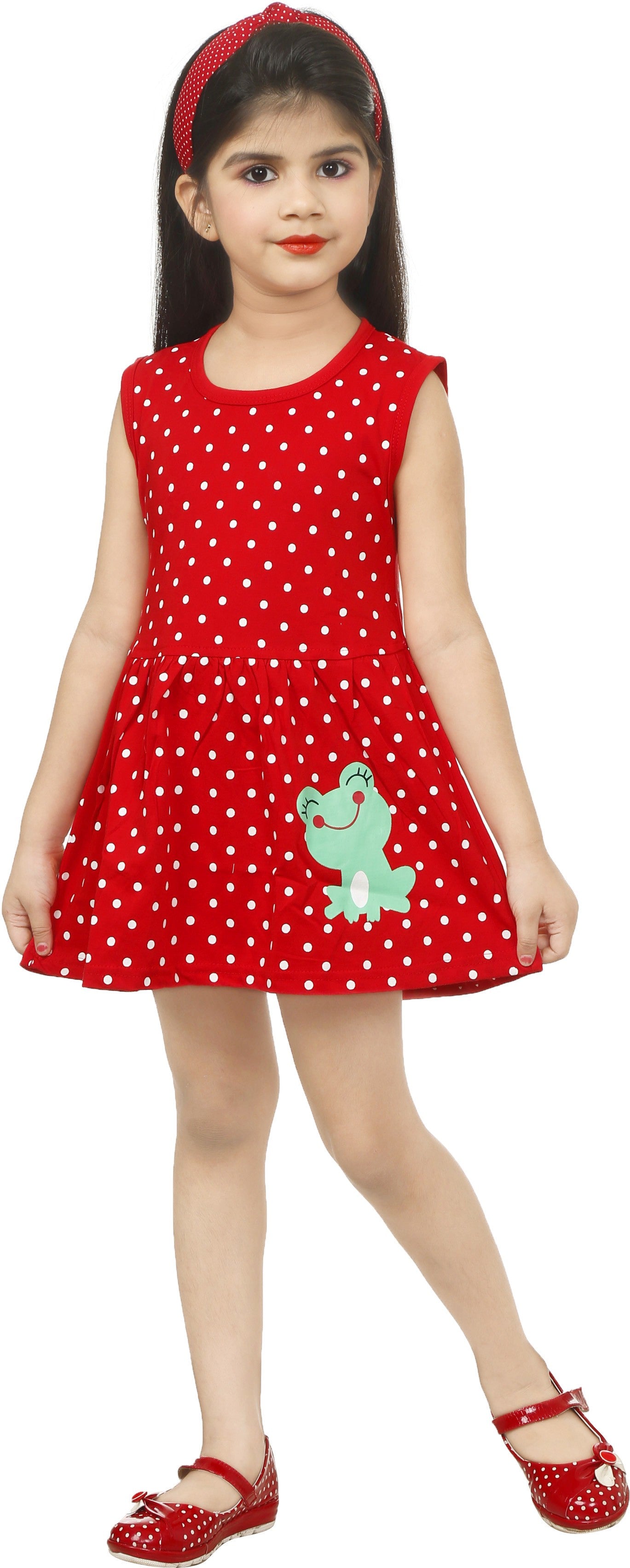 Red Coloured Cotton Girls  Daily wear Frock!!