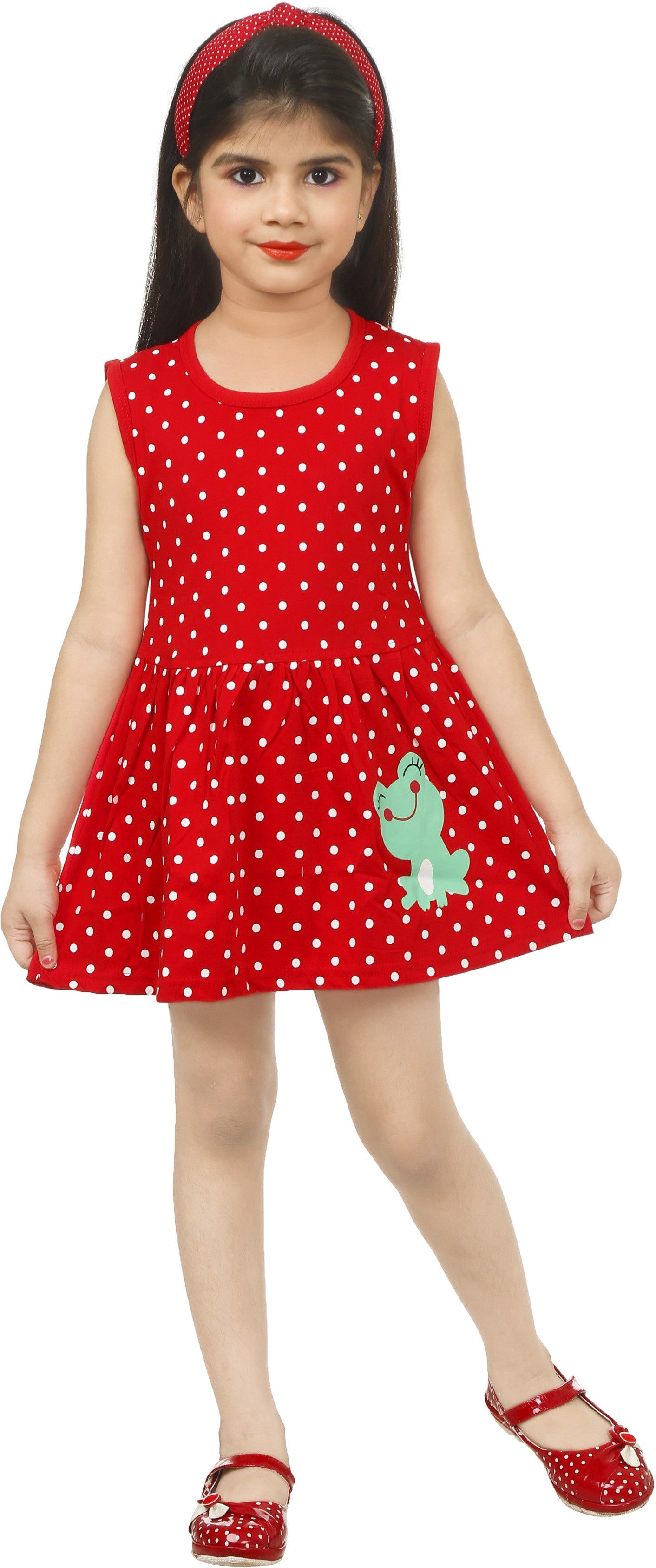 Red Coloured Cotton Girls  Daily wear Frock!!