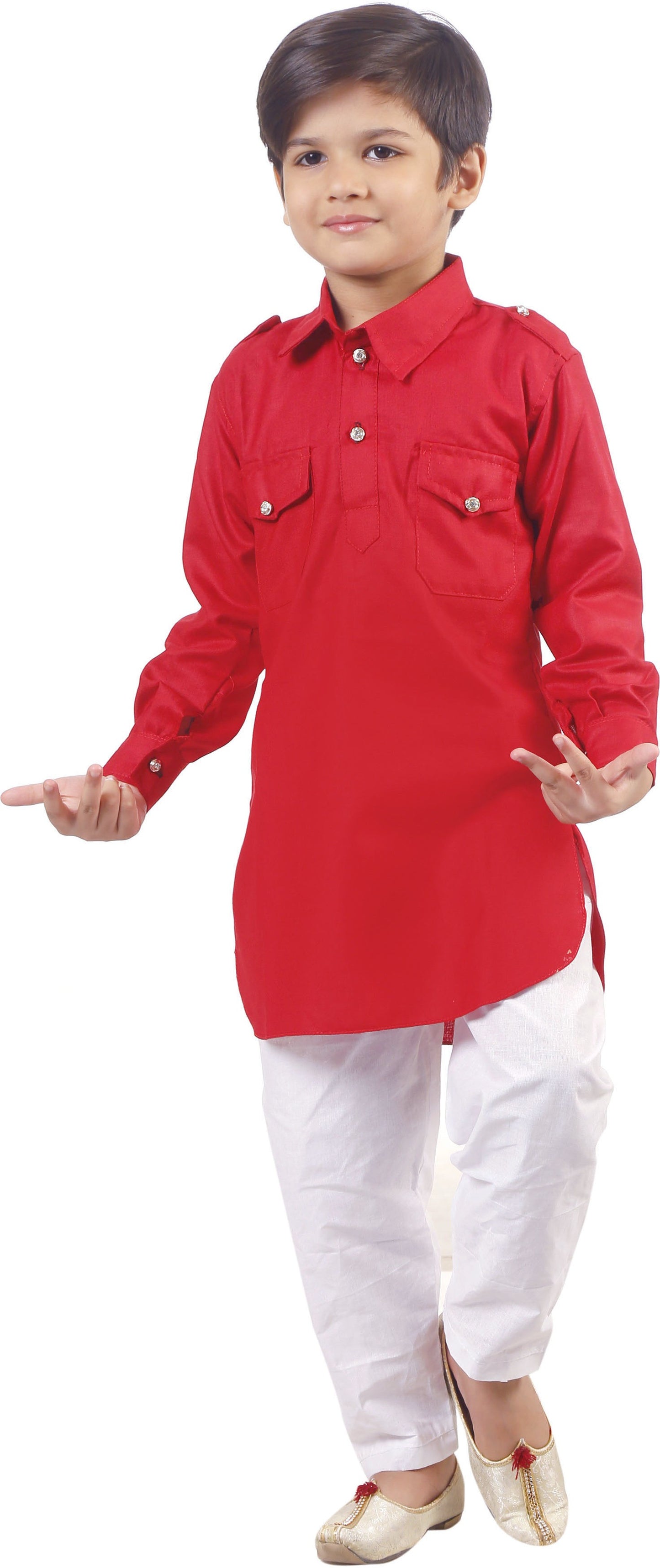 Red Coloured Cotton Boys Ethnic Kurta with Pyjama!!