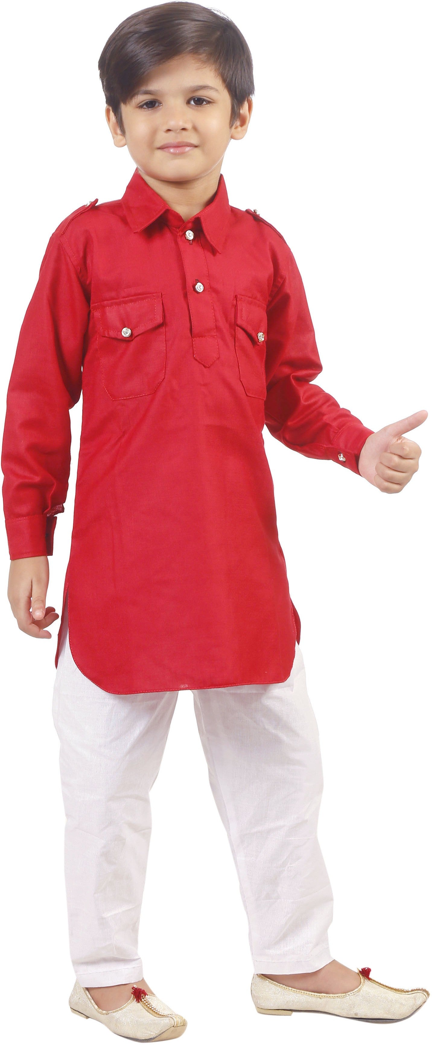 Red Coloured Cotton Boys Ethnic Kurta with Pyjama!!