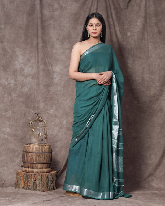 PLAIN LINEN SAREE WITH LINEN BLOUSE!!