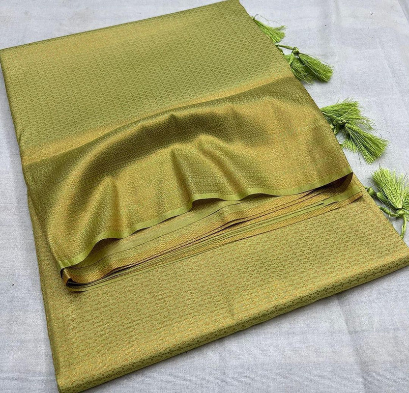 Mehendi Green Coloured Soft Silk Jacquard work with Beautiful Rich Pallu Women Party/Daily wear Designer Kubera Pattu Saree with Blouse!!