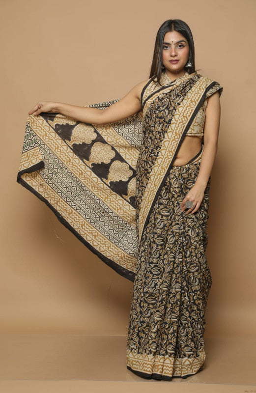 BEAUTIFUL HAND BLOCK  PRINTED COTTON SAREE