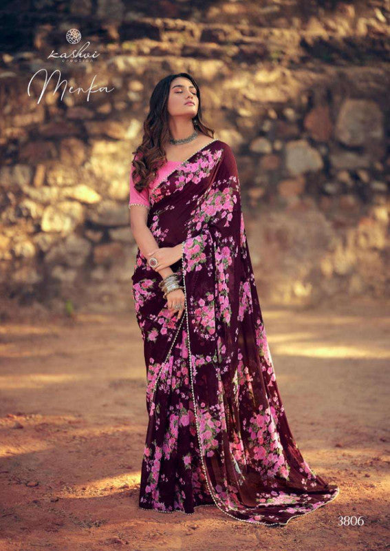 floral print sarees