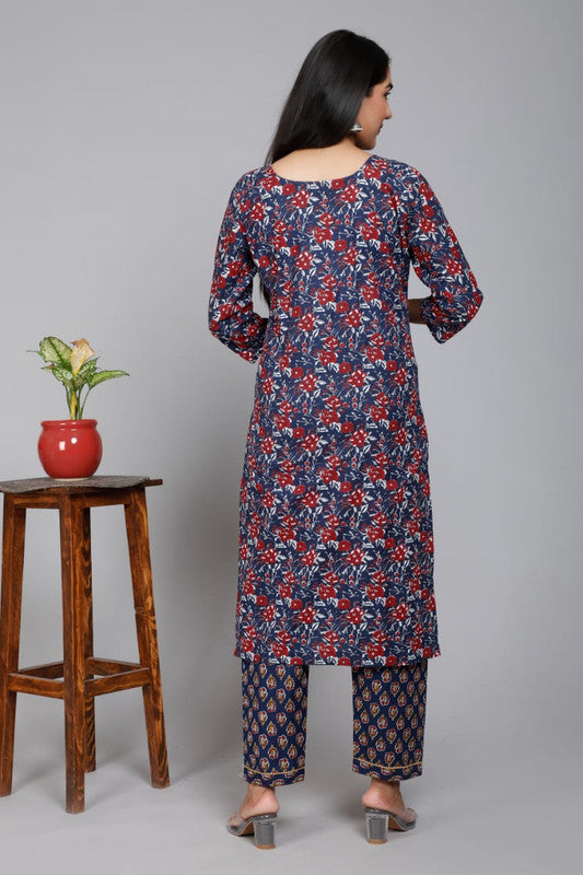 Beautiful Embroidery Work Cotton Kurti with Pant and Dupatta !!