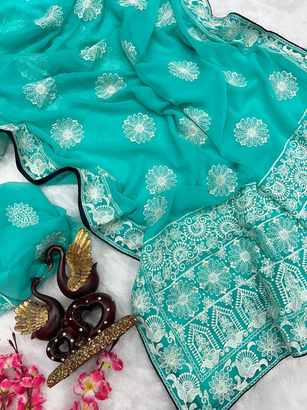 Buy Rama Green Authentic Parsi Gara Sari Online at zynah.co – ZynahDesign