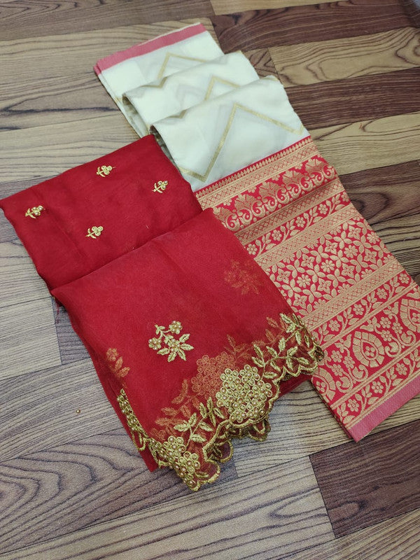 Kanjiveram Silk Zari lehanga with blouse along with cutwork Duppta !!