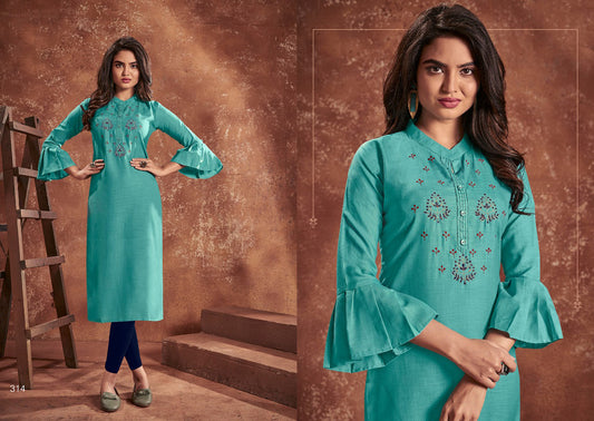 Embroidery work Baloon Slives Cotton Kurti!!