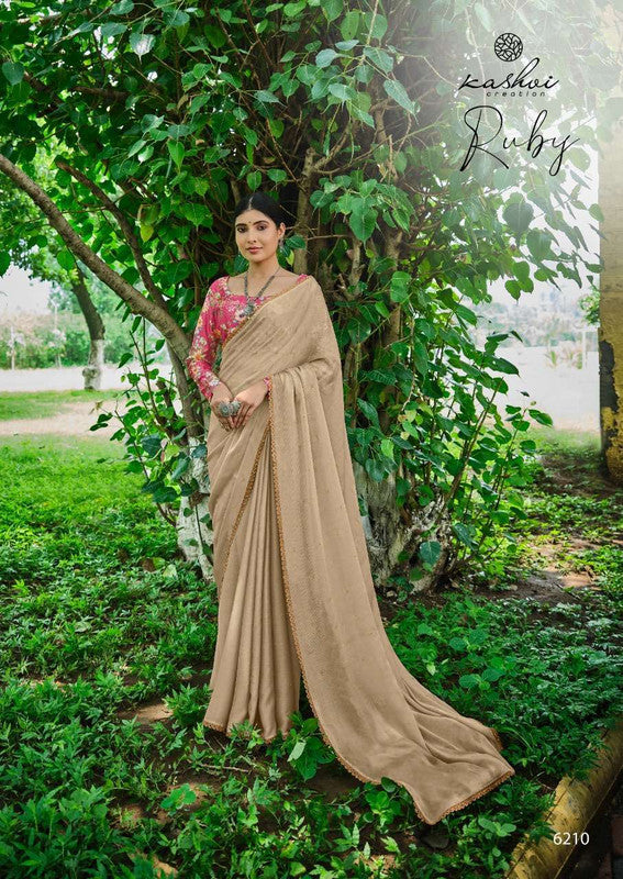 Designer Chiffon Saree with Fancy Lace