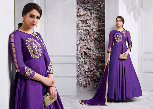 Tapeta Silk Designer Gown Kurti with Bottom & Dupatta!!