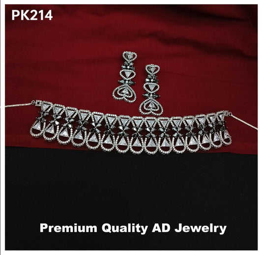 Premium Quality American Diamond Necklace set with Ear Rings