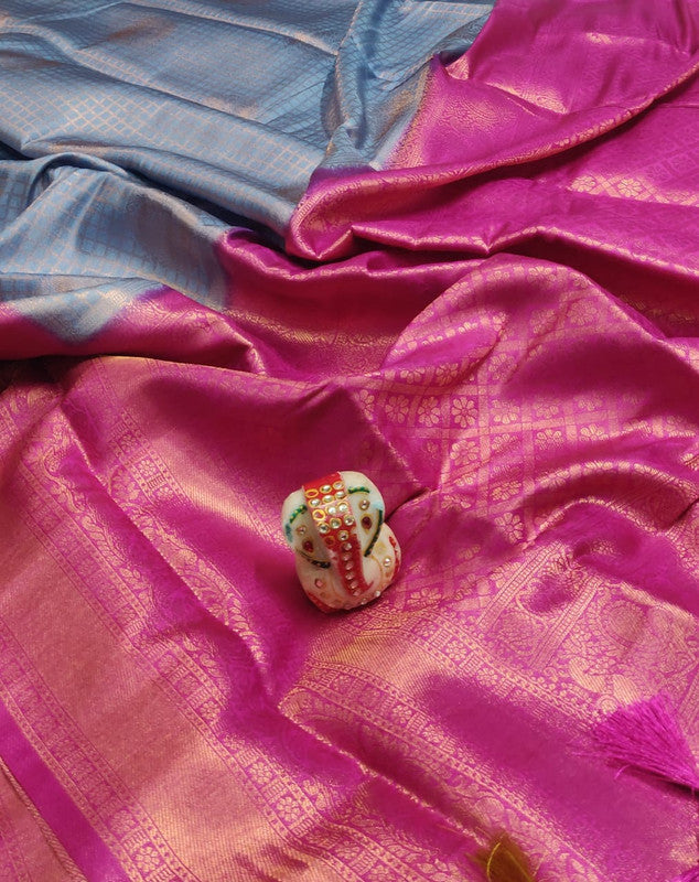 FABULOUS  SOFT SILK WITH COPPER JARI N CONTRAST BORDER & RICH GRAND PALLU