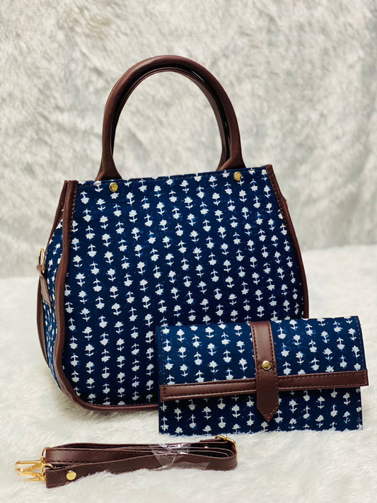 Blue & White Coloured Exclusive Hand Bag and Clutch Bag 2 Pcs Combo( 2 Bags)!!