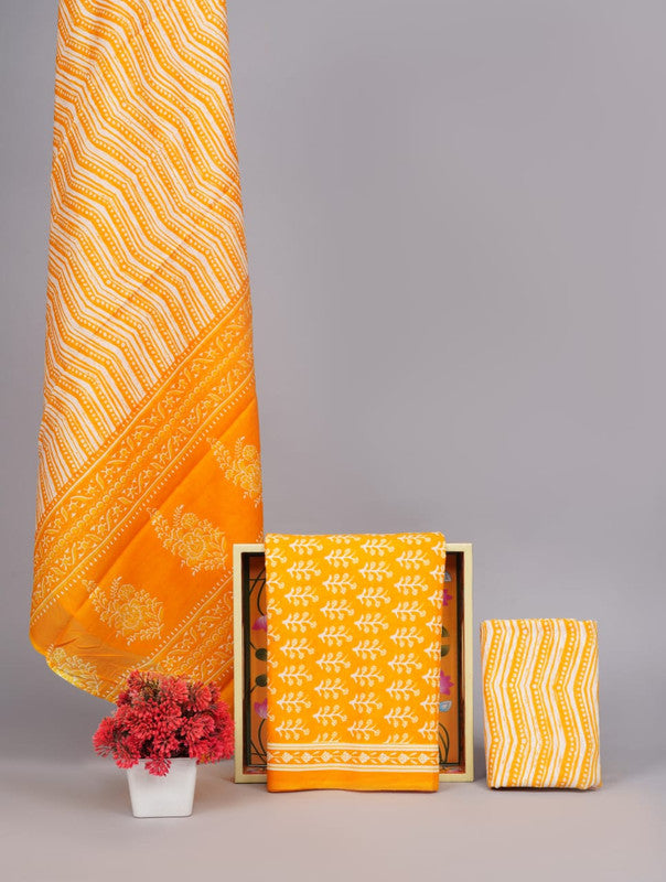 HAND PRINTED COTTON  SUIT AND DUPATTA