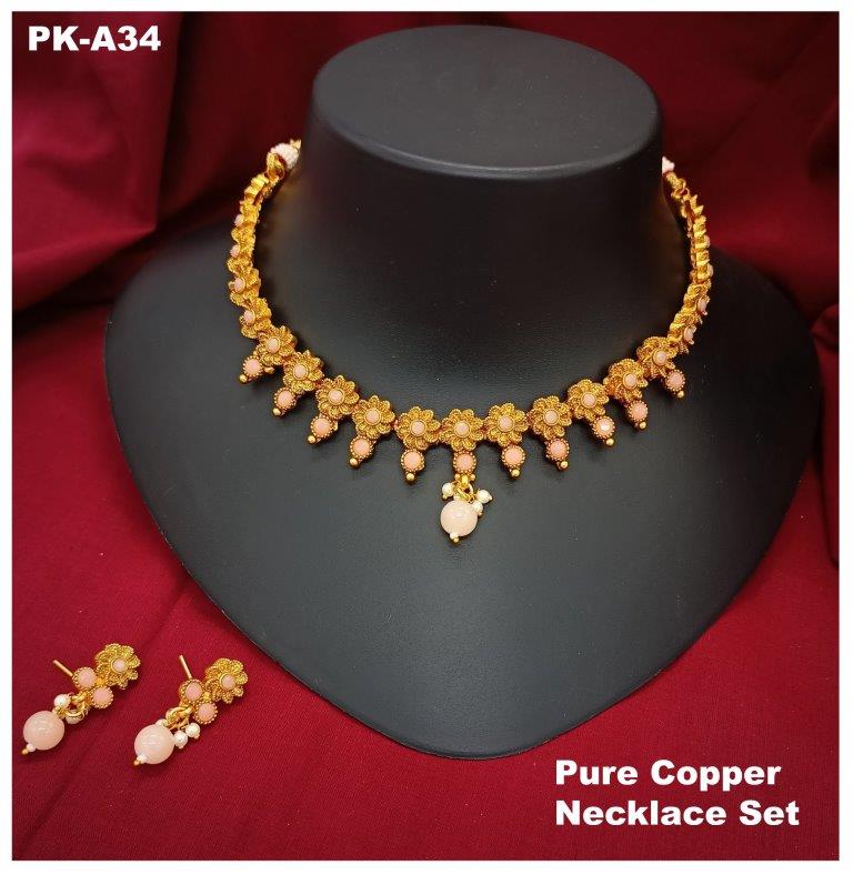 Premium Quality  Pure Copper Jewellery Necklace set with Ear Rings