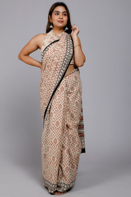 EXCLUSIVE HAND BLOCK  PRINTED COTTON SAREE!!