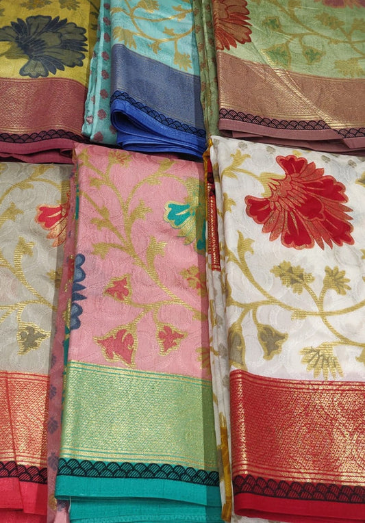 Exclusive and heavy bhagalpuri  jecod silk with foil & contrast border