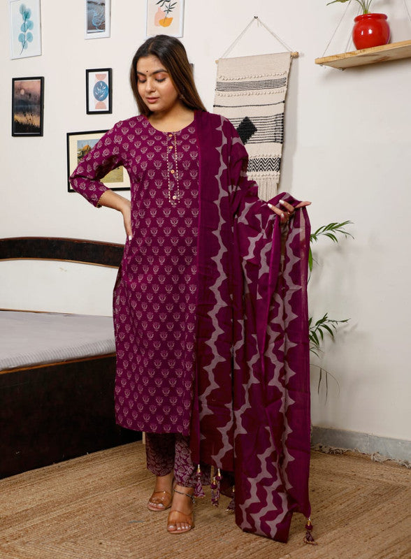 Fully Stitched Cotton Salwar Suit with Bottom & Dupatta!!