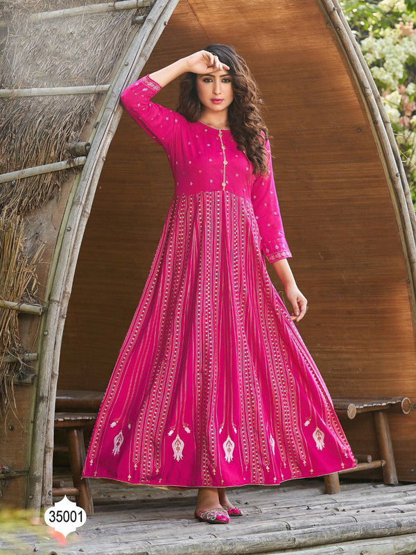 Long Printed Gown Kurti in Full Flair