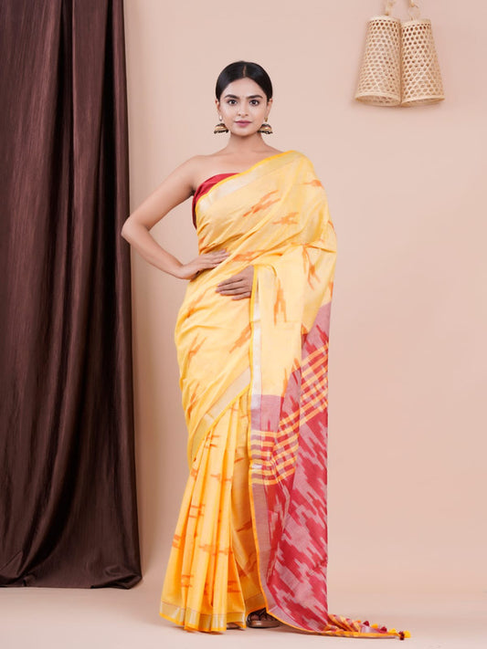 BEAUTIFUL LINEN HAND BLOCK PRINT SAREE