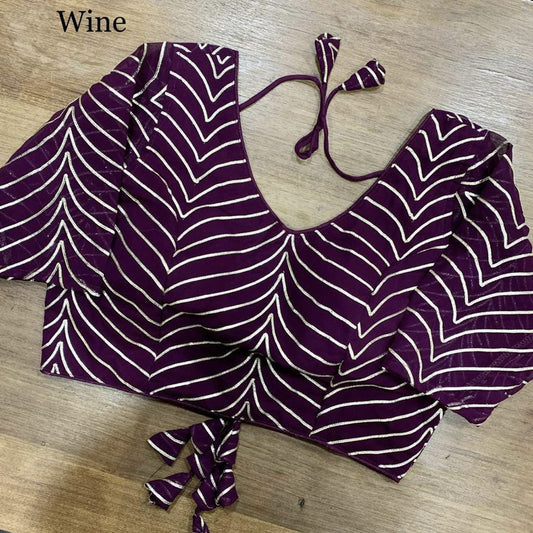 Wine Coloured Designer Georgette Gota patti Ready Made Blouse!!