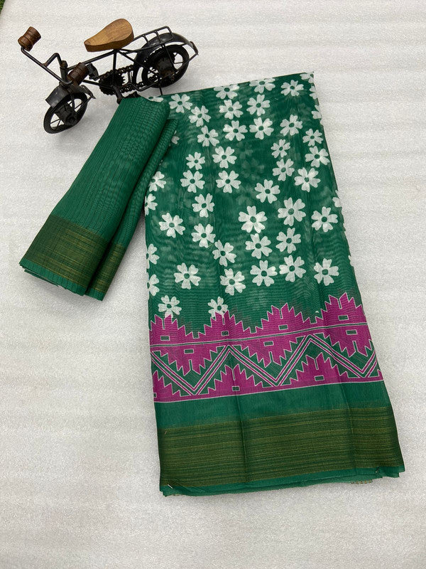 Purple & Multi Coloured Tussar Cotton with Digital Print with weaving Chit (lining) Pallu Women Designer Party /Daily wear Saree with Blouse!!