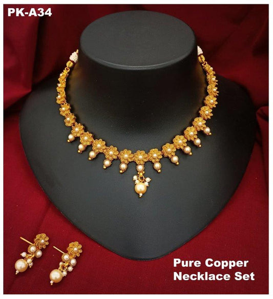 Premium Quality  Pure Copper Jewellery Necklace set with Ear Rings