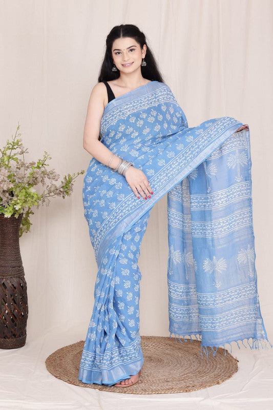 Beautiful Designer Linen  Saree