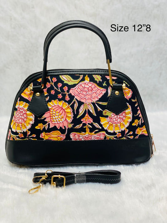 Hand Block Print Katha work Bag