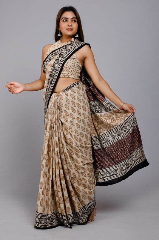 EXCLUSIVE HAND BLOCK  PRINTED COTTON SAREE!!