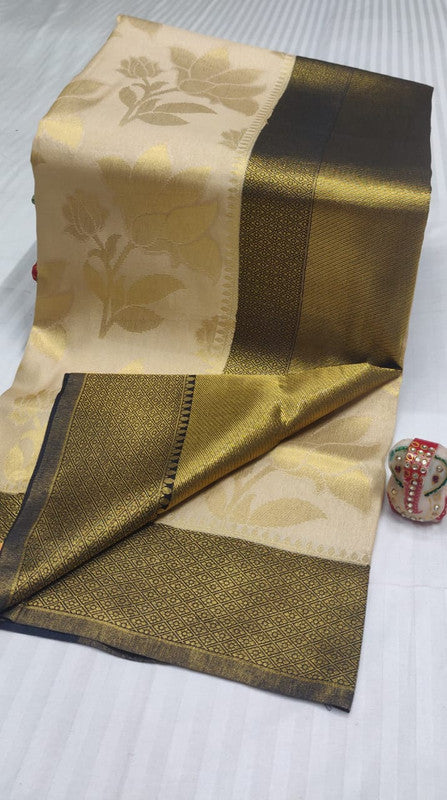 EXCLUSIVE RICH AND CLASSY SOFT FABRIC WITH CONTRAST BORDER N PALLU WITH RICH MOTIVES