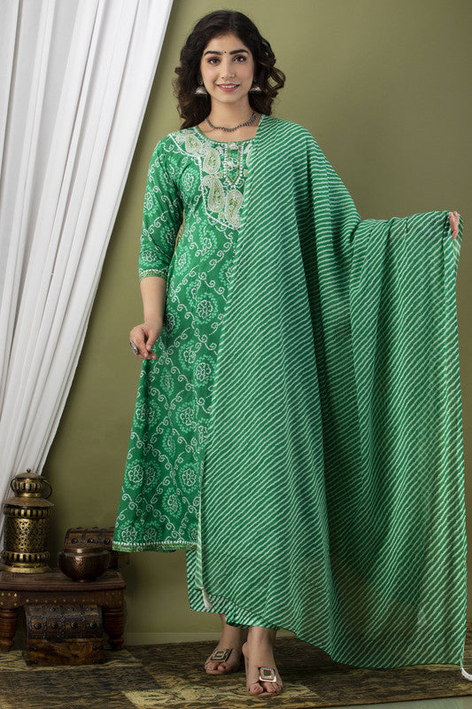 Designer Green Coloured Anarkali Kurti with Pant and Dupatta!!