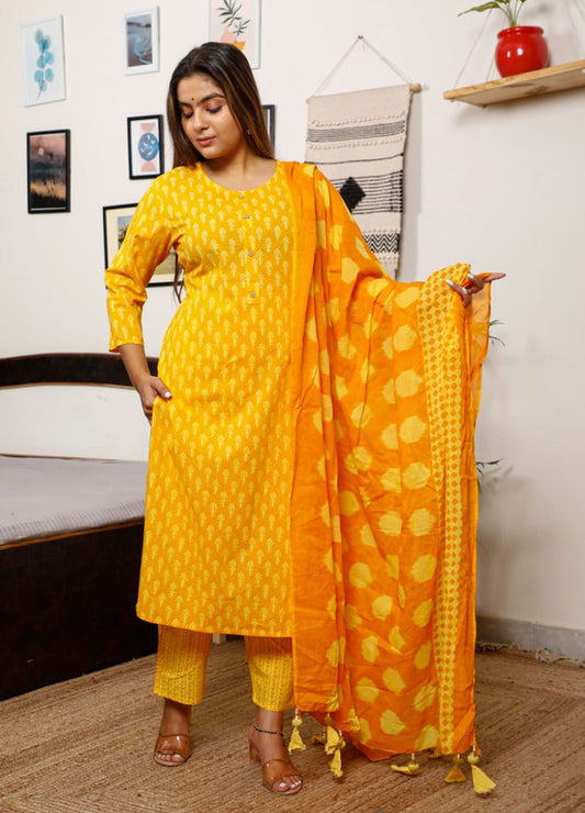 Fully Stitched Cotton Salwar Suit with Bottom & Dupatta!!