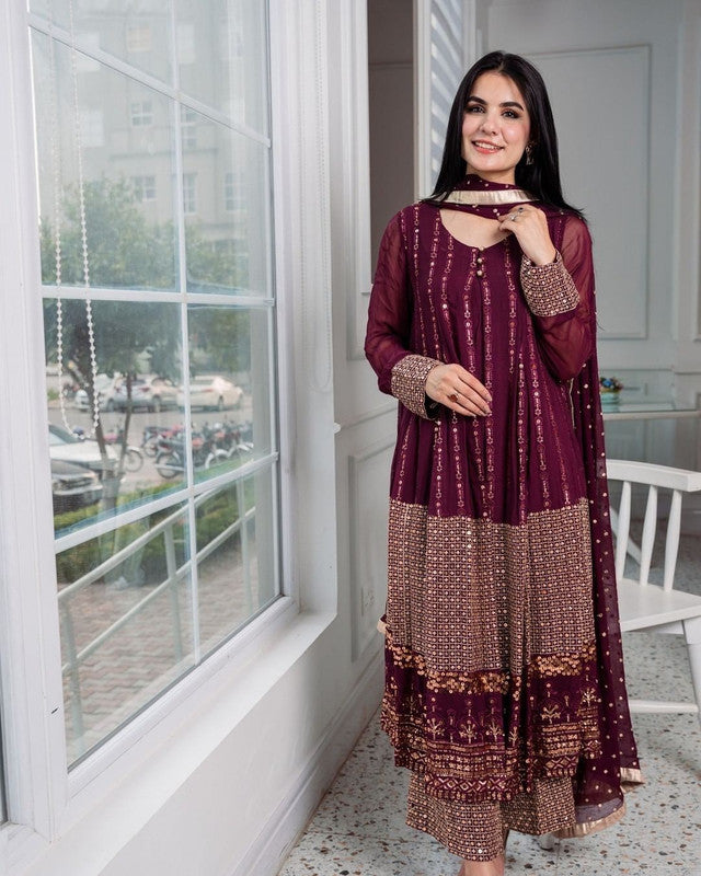 Designer Top with Palazzo Pant & Dupatta -Free Size ( XL-42 margin up to XXL)!!