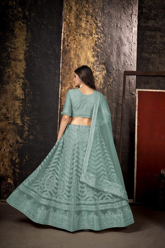 Light Blue Coloured Premium Net Heavy Multi Embroidered with Sequence Work Woman Designer Party wear Lehenga Choli!!